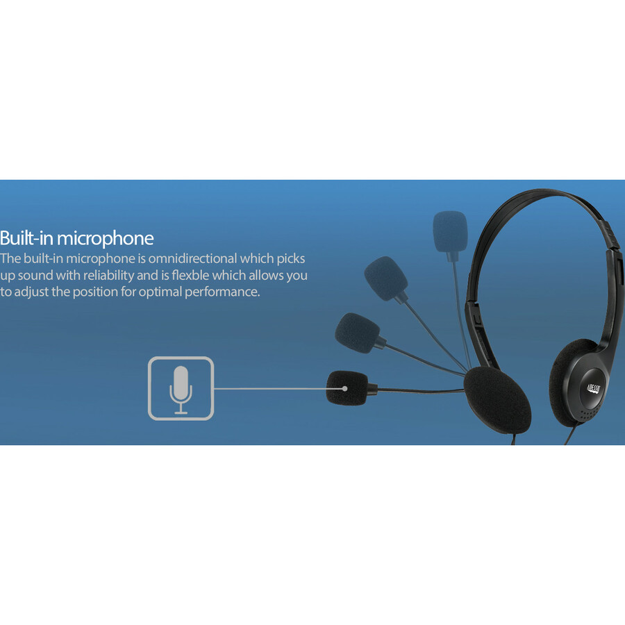 Adesso Xtream H4 - 3.5mm Stereo Headset with Microphone - Noise Cancelling - Wired- 6 ft cable- Lightweight - Image 4