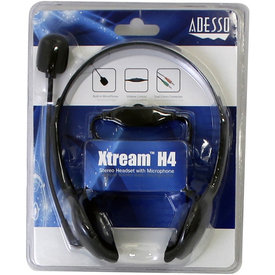 Adesso Xtream H4 - 3.5mm Stereo Headset with Microphone - Noise Cancelling - Wired- 6 ft cable- Lightweight - Image 7