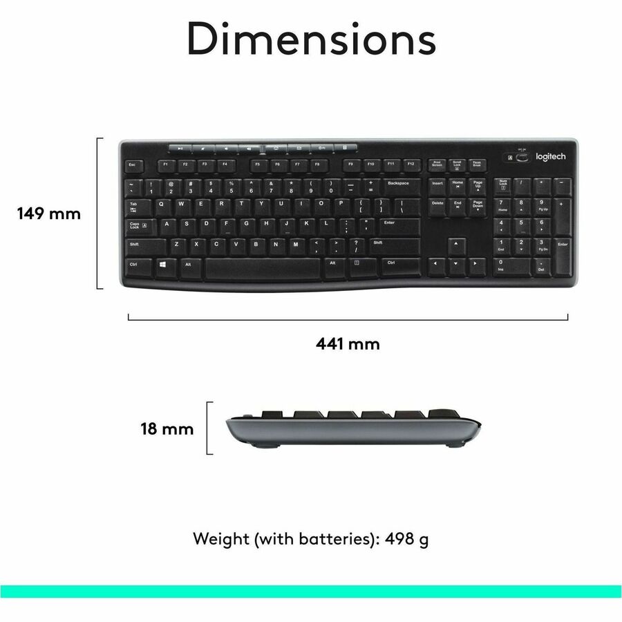 Logitech MK270 Wireless Keyboard and Mouse Combo for Windows, 2.4 GHz Wireless, Compact Mouse, Black - Image 9