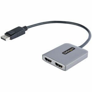 StarTech.com DP to Dual HDMI MST HUB, Dual HDMI 4K 60Hz, 2 Port DisplayPort Multi Monitor Adapter with 1ft/30cm Cable, DP 1.4 | DSC | HBR3