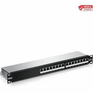 TRENDnet 16-Port Cat6A Shielded Patch Panel, 1U 19" Metal Housing, 10G Ready, Cat5e,Cat6,Cat6A Compatible, Cable Management, Color-Coded Labeling for T568A and T568B Wiring, Black, TC-P16C6AS