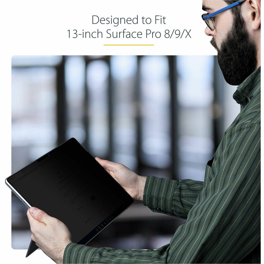 StarTech.com 4-Way Privacy Screen For 13-inch Surface Pro 8/9/X Laptop, For Portrait/Landscape, Touch-Enabled, +/- 30 Deg. View, Matte - Image 3