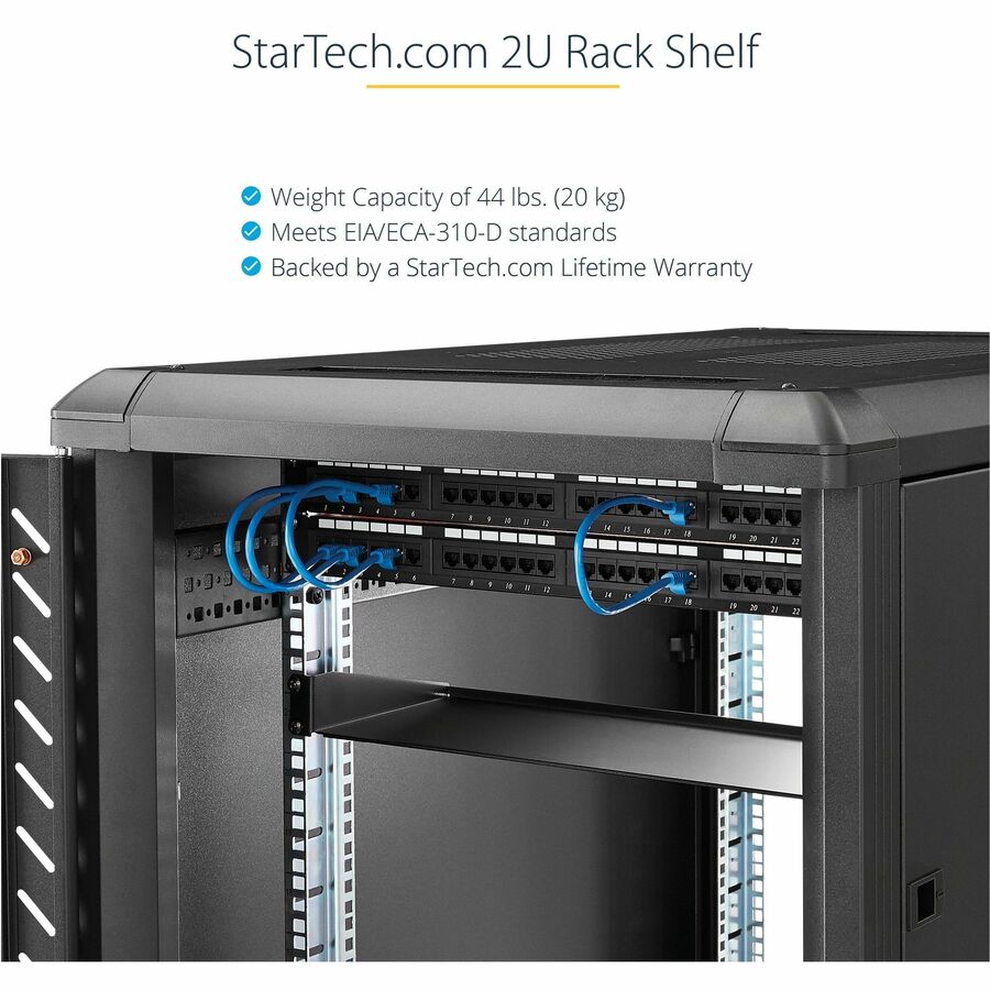 StarTech.com 2U Server Rack Cabinet Shelf - Fixed 16" Deep Cantilever Rackmount Tray for 19" Data/AV/Network Enclosure w/cage nuts, screws - Image 5