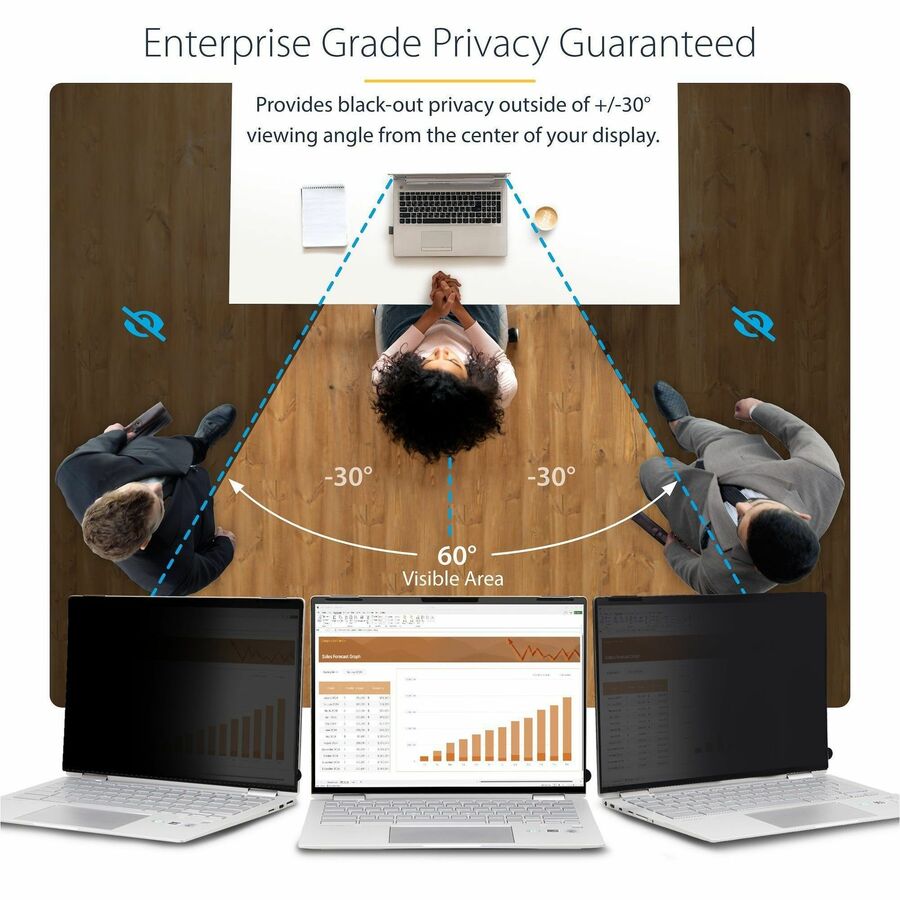 StarTech.com 13.5in 3:2 Touch Privacy Screen, Laptop Security Shield, Anti-Glare Blue Light Filter Flip-Over - Image 2
