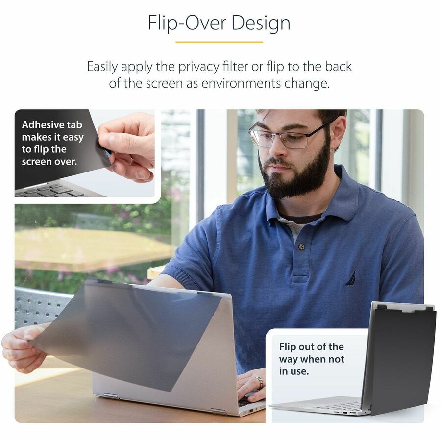 StarTech.com 13.5in 3:2 Touch Privacy Screen, Laptop Security Shield, Anti-Glare Blue Light Filter Flip-Over - Image 3
