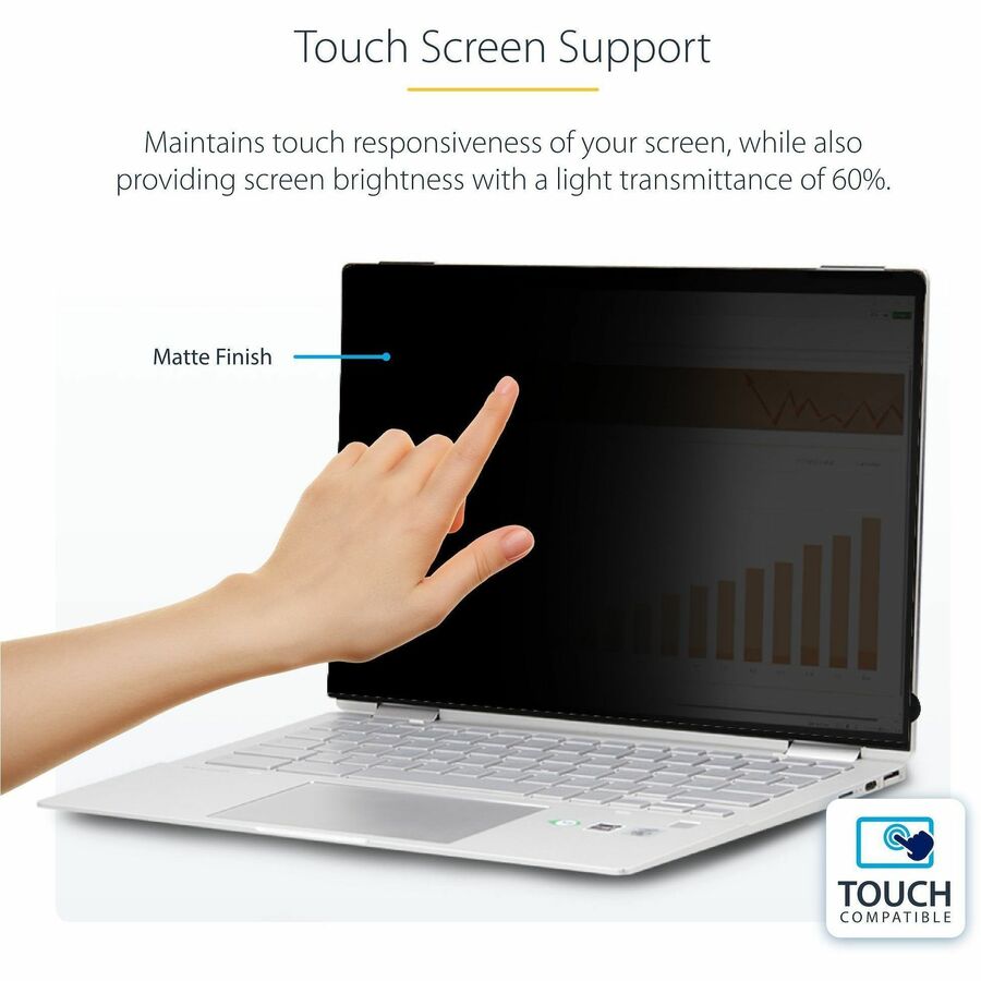 StarTech.com 13.5in 3:2 Touch Privacy Screen, Laptop Security Shield, Anti-Glare Blue Light Filter Flip-Over - Image 4