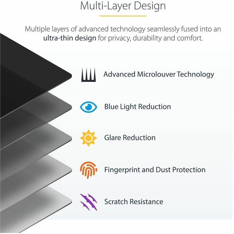 StarTech.com 13.5in 3:2 Touch Privacy Screen, Laptop Security Shield, Anti-Glare Blue Light Filter Flip-Over - Image 5
