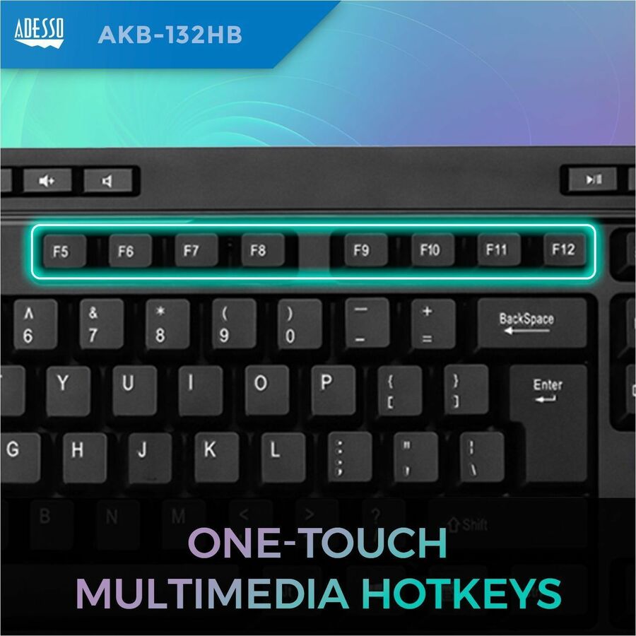 Adesso Multimedia Desktop Keyboard with 3-Port USB Hub - Image 3