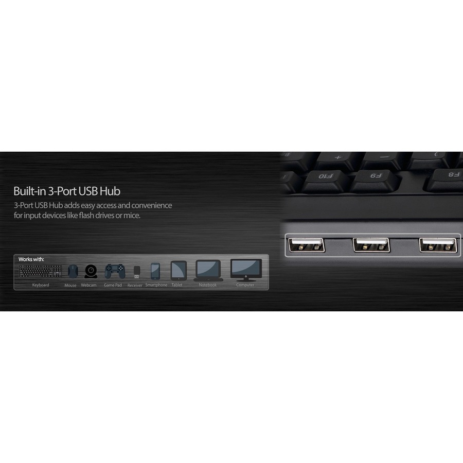Adesso Multimedia Desktop Keyboard with 3-Port USB Hub - Image 10