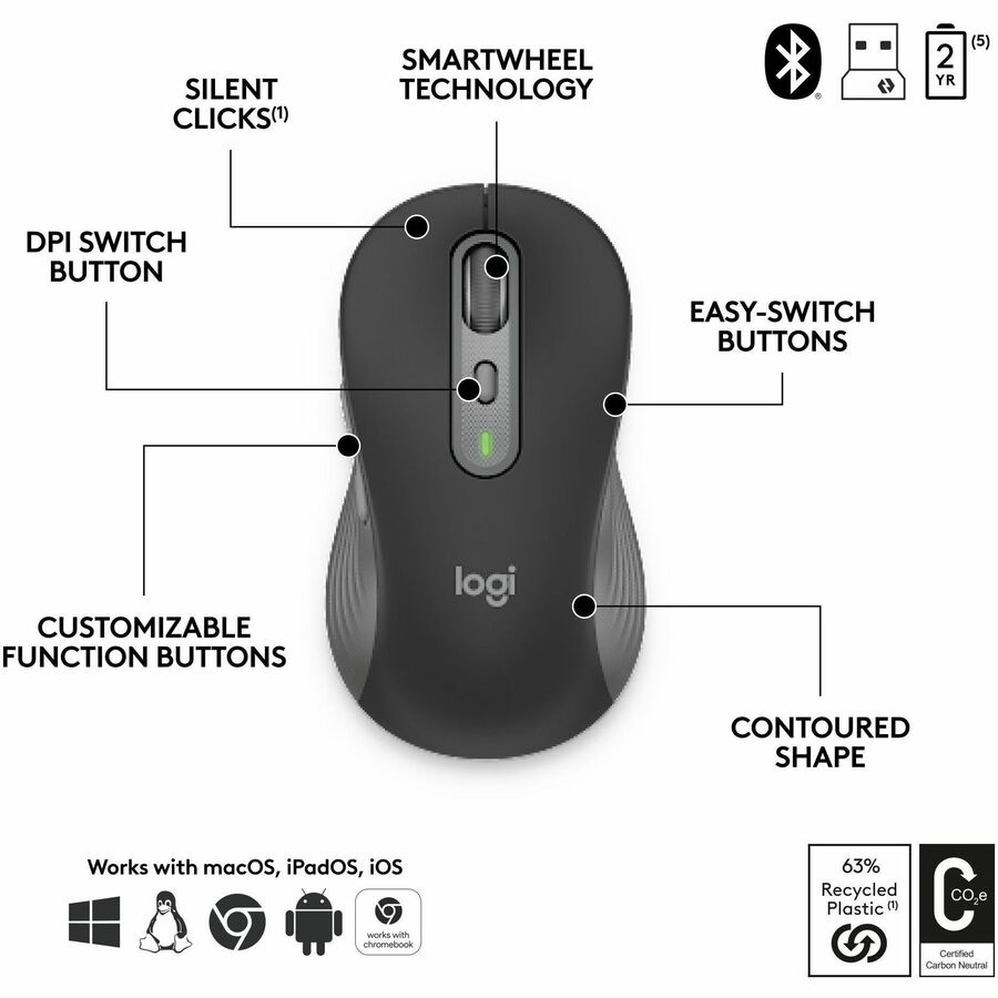 Logitech Signature Slim MK955 for Business Wireless Keyboard and Mouse Combo, Quiet Typing, Secure Receiver - Graphite - Image 7