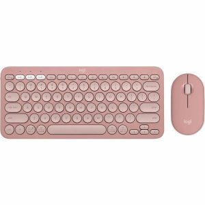 Logitech Pebble 2 Combo, Wireless Keyboard and Mouse, Quiet and Portable, Customizable, Logi Bolt, Tonal Rose