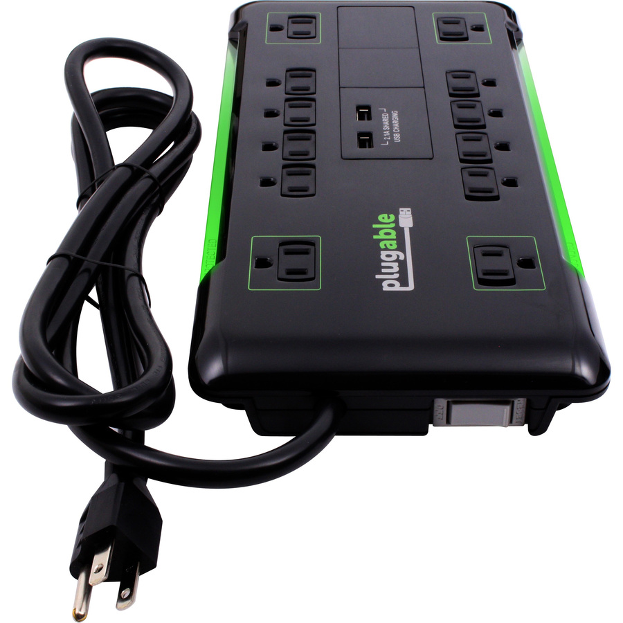 Plugable Surge Protector Power Strip with USB and 12 AC Outlets - Image 2