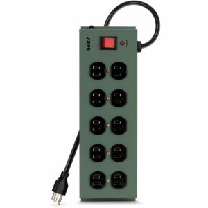 Belkin 10-Outlet Metal Surge Protector - 15ft Cord - Straight Plug - 885J - On-Off Switch - Green (5-pack)