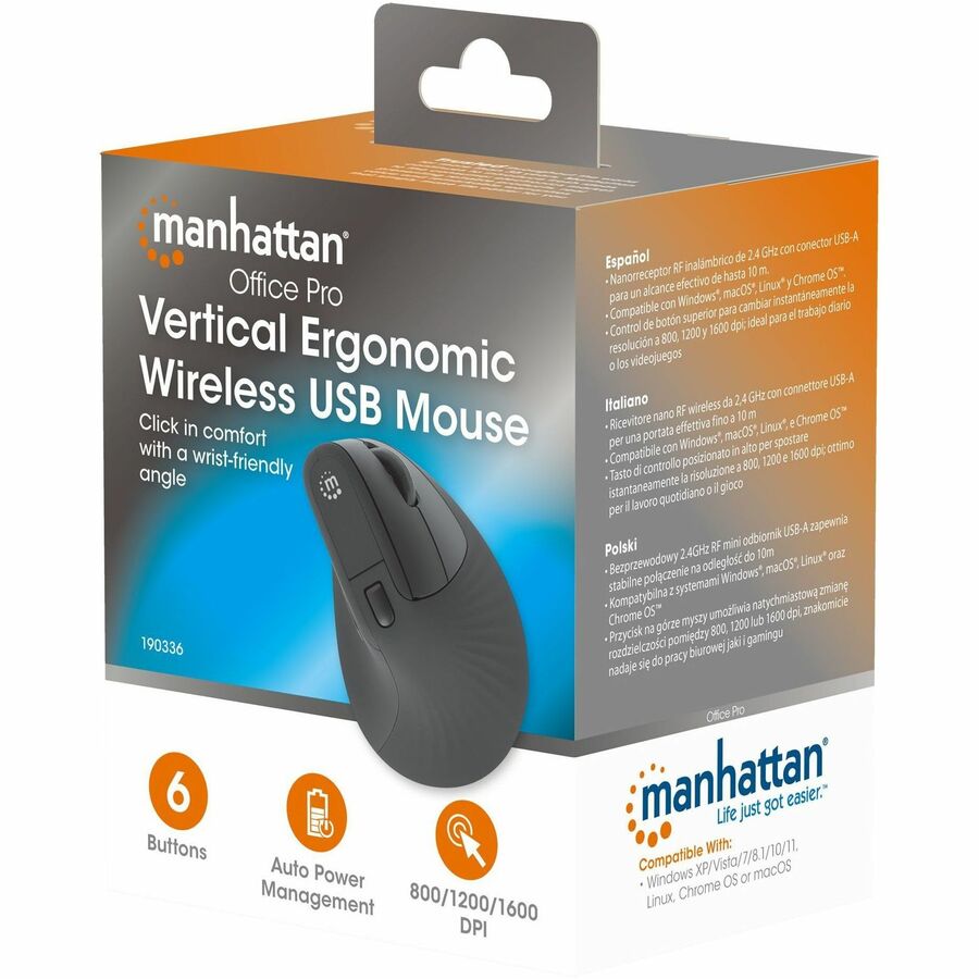 Manhattan Vertical Ergonomic Wireless USB Mouse - Image 6