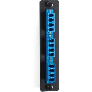 Black Box Standard Adapter Panel, Ceramic Sleeve, (6) LC Duplex Pairs, Blue