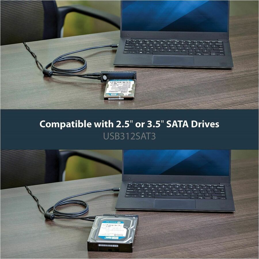 StarTech.com SATA to USB Cable - USB 3.1 10Gbps - 2.5 / 3.5 SATA SSD HDD - SATA to USB Adapter Cable - USB 3.1 to SATA Cable - Image 2