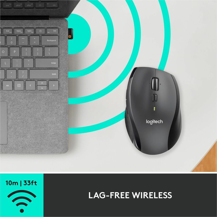 Logitech M705 Marathon Wireless Mouse, 2.4 GHz USB Unifying Receiver, 1000 DPI, 5-Programmable Buttons, Black - Image 7