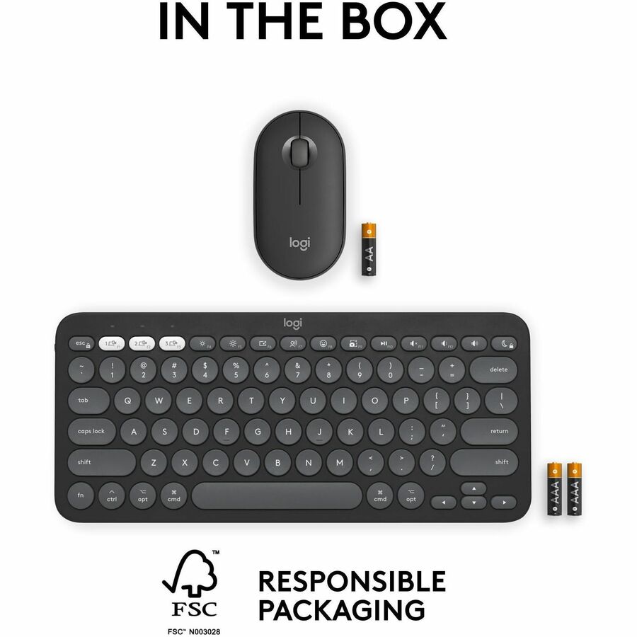Logitech Pebble 2 Combo for Mac, Wireless Keyboard and Mouse, Slim, Quiet and Portable, Customizable, Tonal Graphite - Image 10
