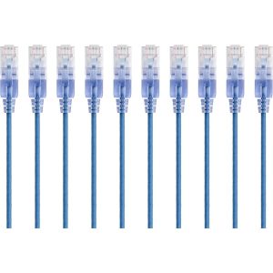 Monoprice 10-Pack, SlimRun Cat6A Ethernet Network Patch Cable, 3ft Blue