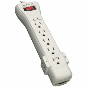 Eaton Tripp Lite Series Protect It! 7-Outlet Surge Protector, 7 ft. Cord with Right-Angle Plug, 2160 Joules, Diagnostic LEDs, Light Gray Housing