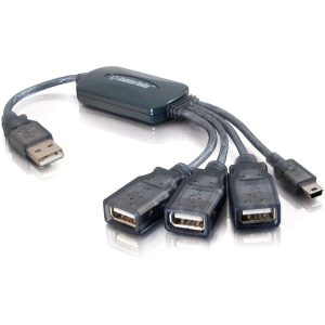 C2G 11in 4-Port USB Splitter - 3 USB A Ports and 1 USB Mini B Plug - USB 2.0