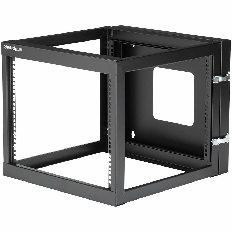 StarTech.com 4-Post 8U Hinged Wall-Mount Network Rack, 19" Open Frame Server Rack, Wall Mount Data Rack for IT Computer Equipment, TAA~