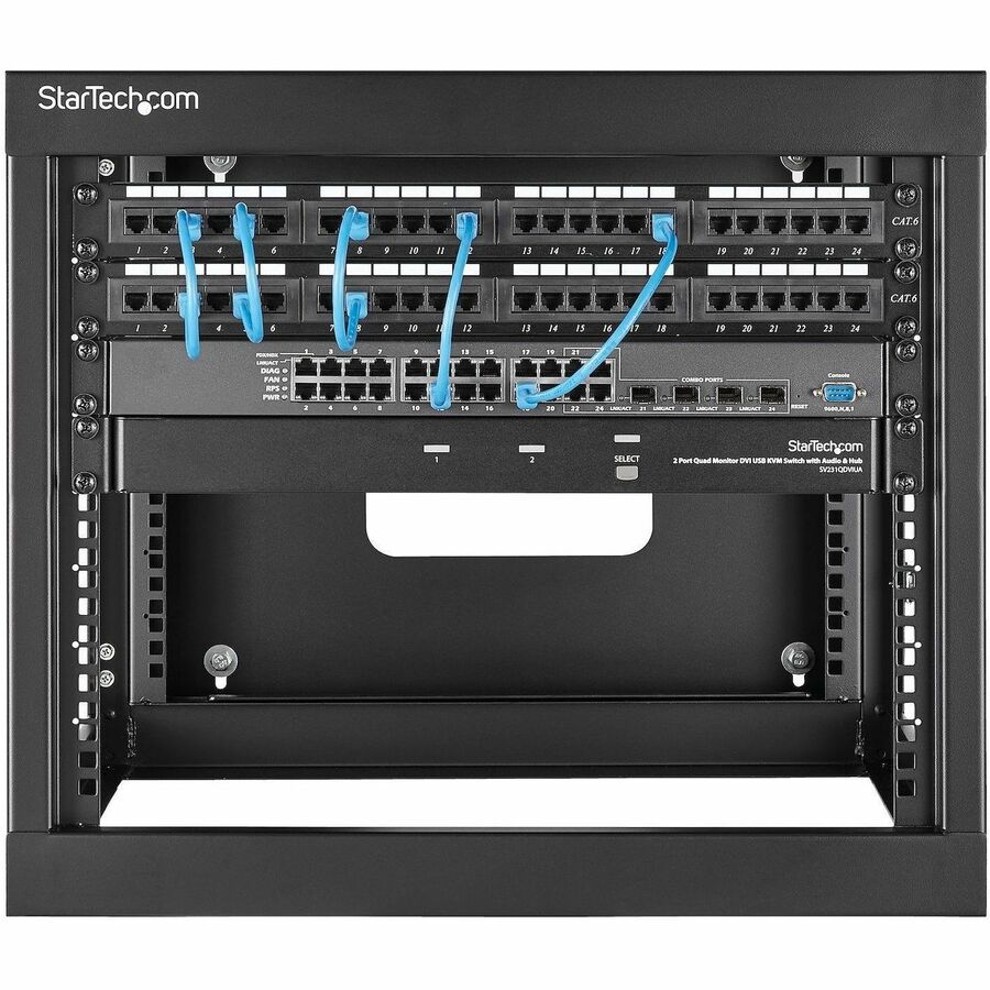 StarTech.com 4-Post 8U Hinged Wall-Mount Network Rack, 19" Open Frame Server Rack, Wall Mount Data Rack for IT Computer Equipment, TAA~ - Image 8