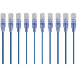 Monoprice 10-Pack, SlimRun Cat6A Ethernet Network Patch Cable, 1ft Blue