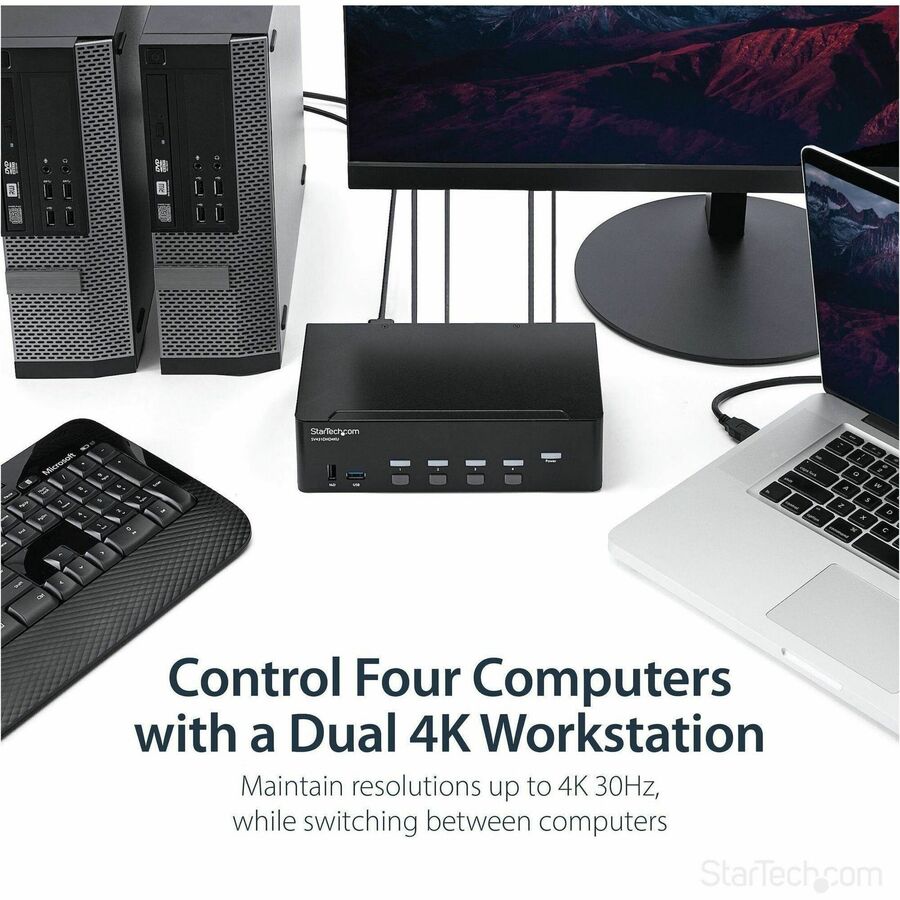 StarTech.com 4 Port HDMI KVM Switch - 4K 30Hz - Dual Display - Image 2