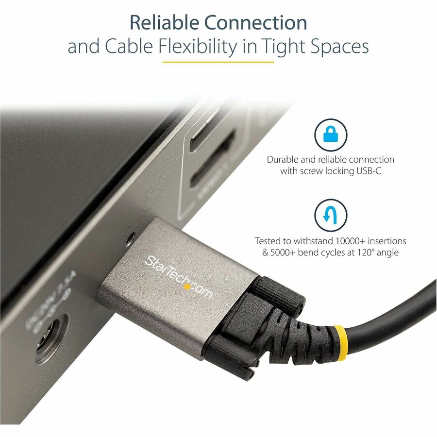 StarTech.com 3ft 1m Side Screw Locking USB C Cable 10Gbps, USB 3.1 Type-C Cable, 5A/100W PD, DP Alt Mode, Dual Screw Lock USB-C Cord - Image 4