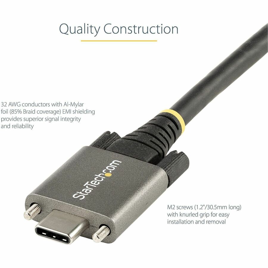 StarTech.com 3ft 1m Side Screw Locking USB C Cable 10Gbps, USB 3.1 Type-C Cable, 5A/100W PD, DP Alt Mode, Dual Screw Lock USB-C Cord - Image 5