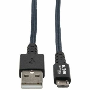 Eaton Tripp Lite Series Heavy-Duty USB 2.0 USB-A to Micro-B Cable - M/M, UHMWPE and Aramid Fibers, Gray, 6 ft. (1.83 m)