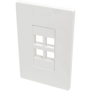 Eaton Tripp Lite Series 4-Port Keystone Single-Gang Faceplate, White, TAA