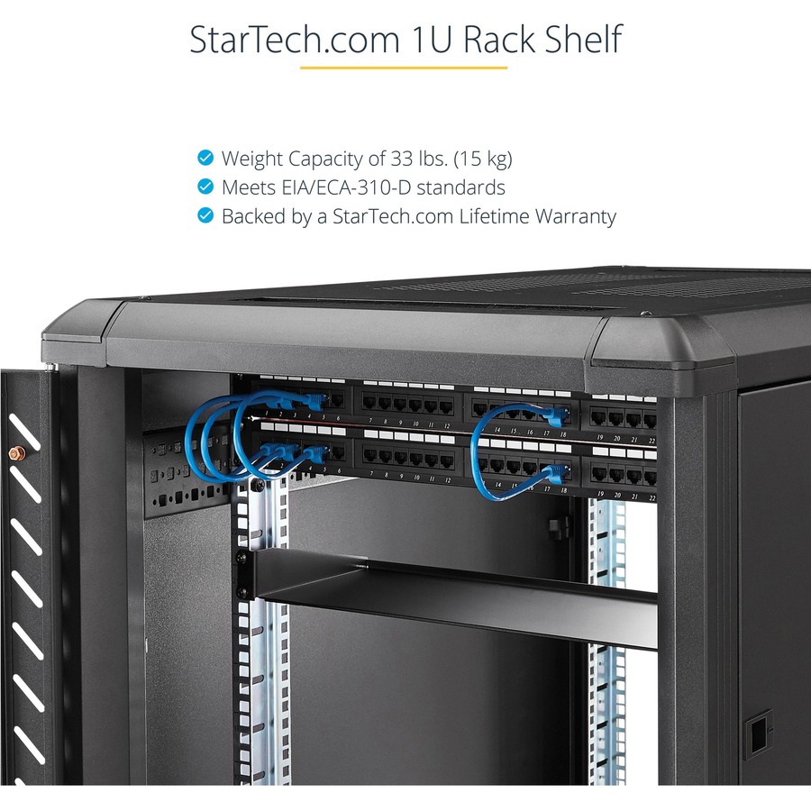 StarTech.com 1U Server Rack Cabinet Shelf - Fixed 7" Deep Cantilever Rackmount Tray for 19" Data/AV/Network Enclosure w/cage nuts, screws - Image 6