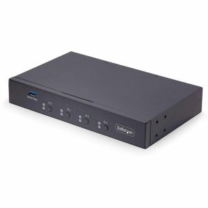 StarTech.com 4-Port KM Switch w/ Mouse Switching, USB 3.0 Keyboard/Mouse Switcher for 4 Computers, 3.5mm and USB Audio, TAA Compliant