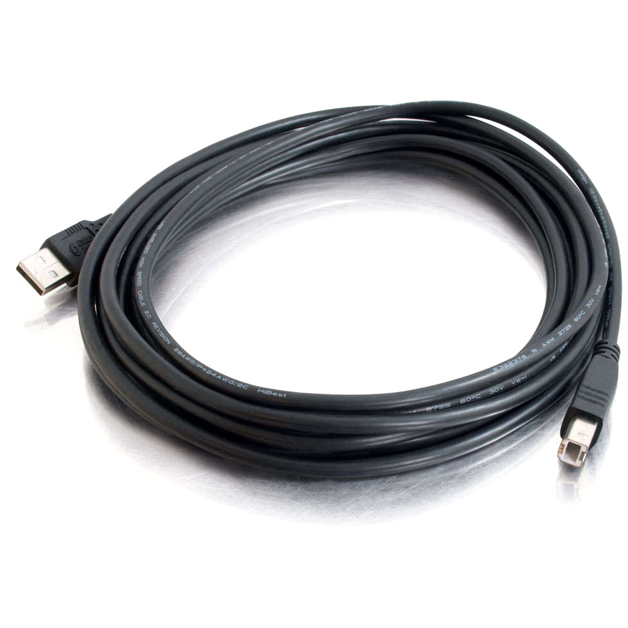 C2G 5m (16.4ft) USB Cable - USB A to B - 28AWG Conductor Size - Black - Image 2