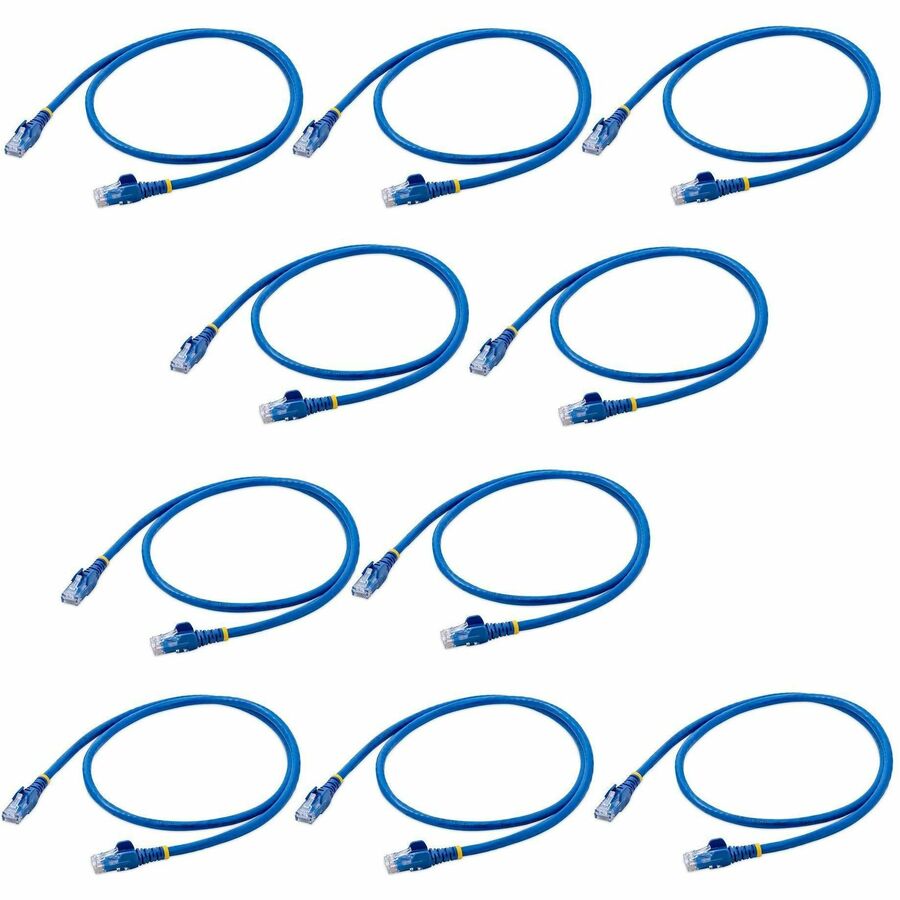 StarTech.com 3 ft. CAT6 Ethernet Cable - 10 Pack - ETL Verified - Blue CAT6 Patch Cord - Snagless RJ45 Connectors - 24 AWG - UTP - Image 2