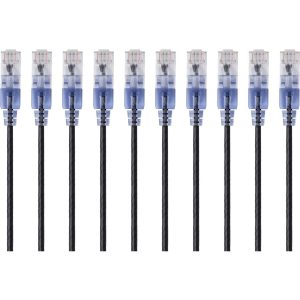 Monoprice 10-Pack, SlimRun Cat6A Ethernet Network Patch Cable, 7ft Black