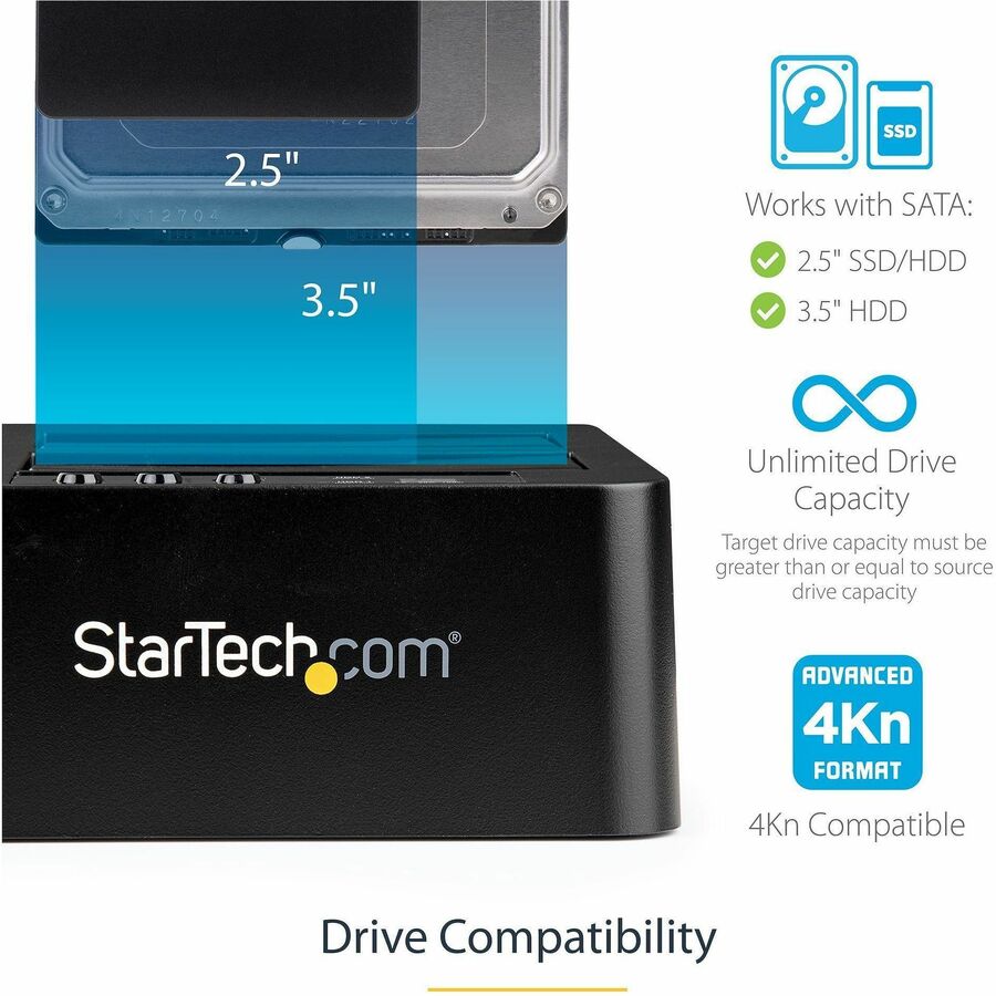 StarTech.com Standalone Hard Drive Duplicator, External Dual Bay HDD/SSD Cloner/Copier, USB 3.1 to SATA Drive Docking Station, Disk Cloner - Image 3