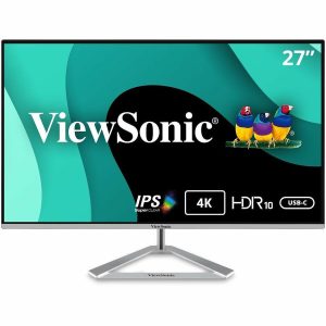 ViewSonic VX2776-4K-MHDU 27 Inch 4K UHD IPS Monitor, 65W USB C, HDR10 Content Support, Thin Bezels, HDMI and DisplayPort