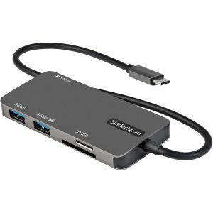 StarTech.com USB C Multiport Adapter, USB-C to 4K HDMI, 100W PD Pass-through, SD/MicroSD, 3xUSB 3.0, USB Type-C Mini Dock, 12" Long Cable