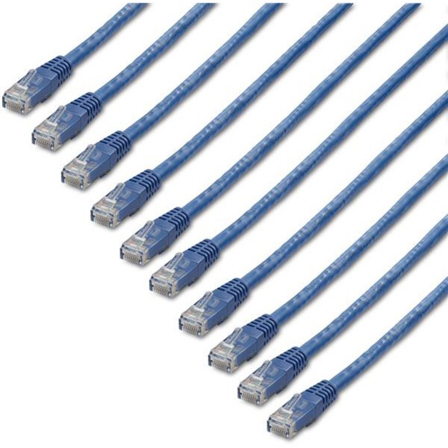 StarTech.com 3 ft. CAT6 Ethernet cable - 10 Pack - ETL Verified - Blue CAT6 Patch Cord - Molded RJ45 Connectors - 24 AWG - UTP