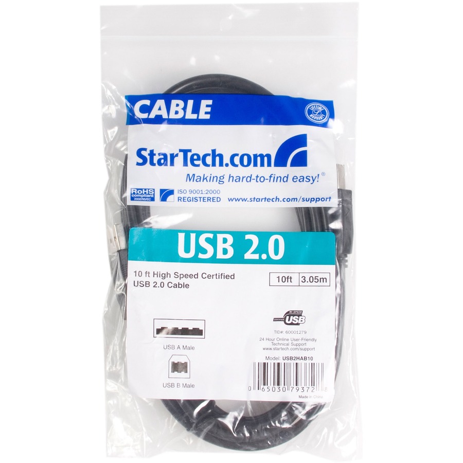 StarTech.com High Speed Certified USB 2.0 - USB cable - 4 pin USB Type A (M) - 4 pin USB Type B (M) - 3 m ( USB / Hi-Speed USB ) - Image 3