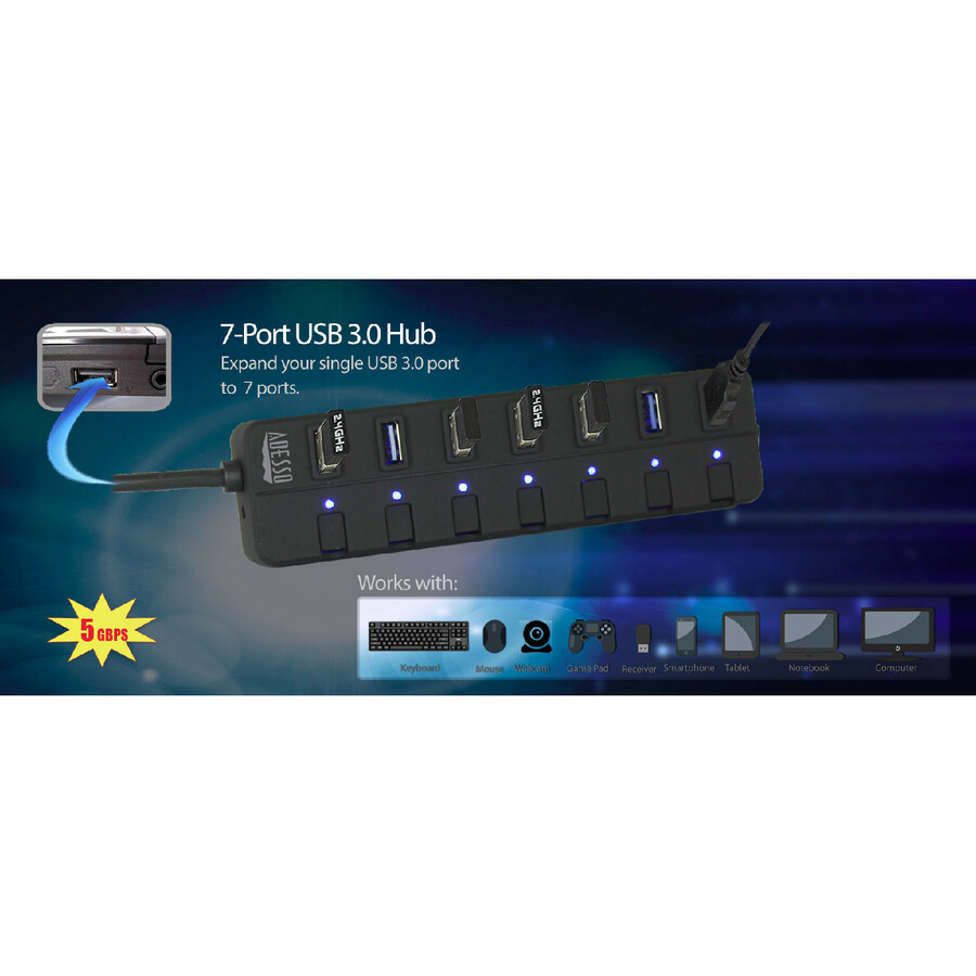Adesso 7-ports USB 3.0 Hub with 5V2A Power Adaptor - Image 10