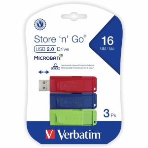 16GB Store 'n' Go&reg; USB Flash Drive - 3pk - Red, Green, Blue