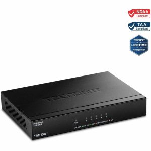 TRENDnet 5-Port Unmanaged 2.5G Switch, 5 x 2.5GBASE-T Ports, 25Gbps Switching Capacity, Backwards Compatible with 10-100-1000Mbps Devices, Fanless, Wall Mountable, Black, TEG-S350