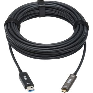 Eaton Tripp Lite Series USB-A to USB-C AOC Cable (M/M) - USB 3.2 Gen 2 (10Gbps) Plenum-Rated Fiber Active Optical - Data Only, Backward Compatible, Black, 10 m (33 ft.)