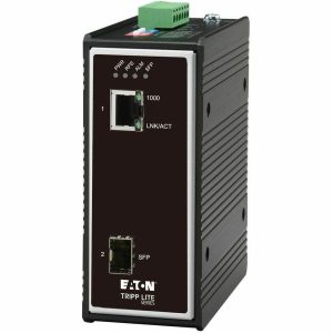 Eaton Tripp Lite Series Industrial Gigabit Fiber to Ethernet Media Converter, 10/100/1000 Mbps, RJ45/SFP, -40&deg; to 75&deg;C, DC Power, TAA