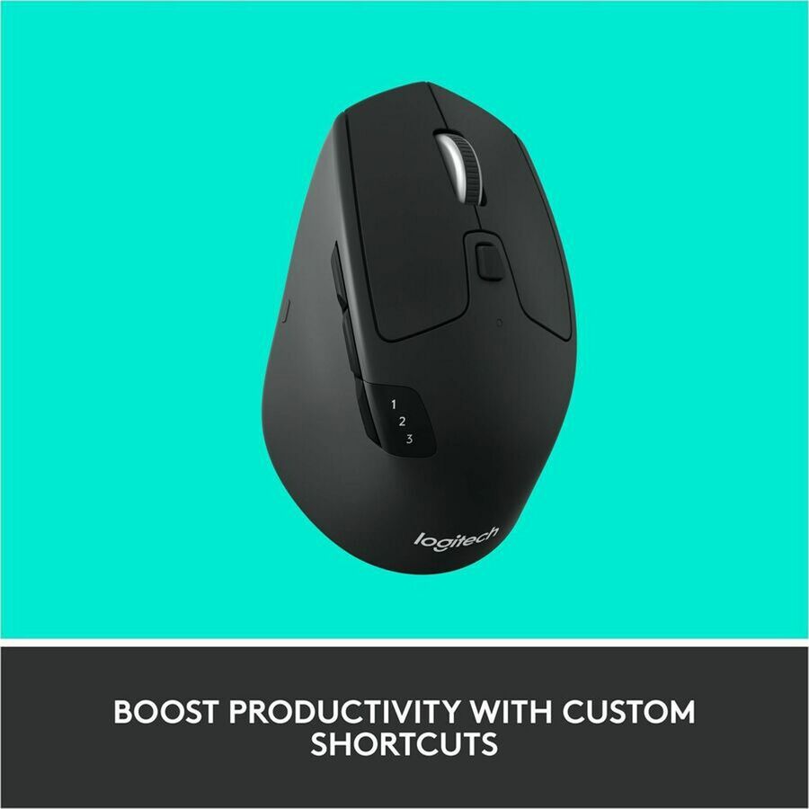 Logitech M720 Triathlon Multi-Device Wireless Mouse, Bluetooth, USB Unifying Receiver, 1000 DPI, 8 Buttons, Black - Image 4