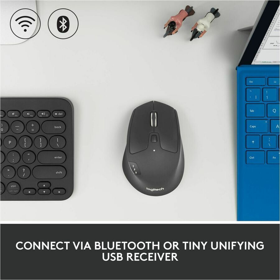 Logitech M720 Triathlon Multi-Device Wireless Mouse, Bluetooth, USB Unifying Receiver, 1000 DPI, 8 Buttons, Black - Image 5